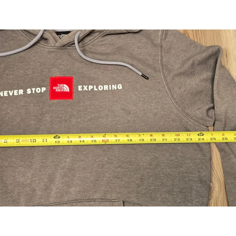 The North Face Mens Never Stop Exploring Logo Hoodie Grey XL Distressed bleached